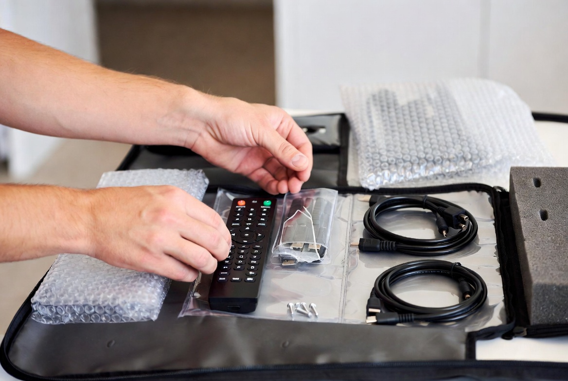 Packing TV accessories separately for transport